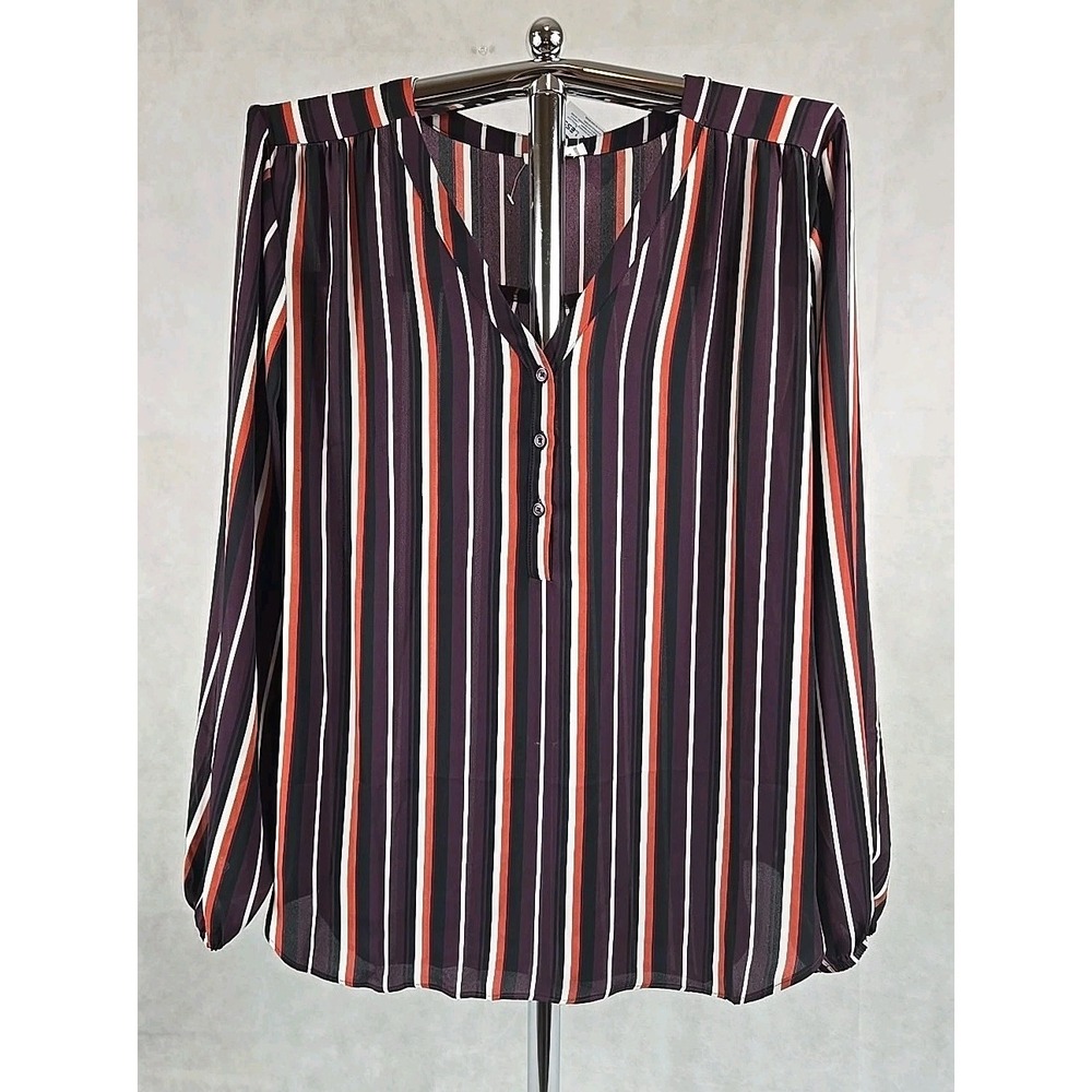 Maurices Womens‎ Size XXL Cameron Striped Blouse Multicolor Burgundy Striped NWT